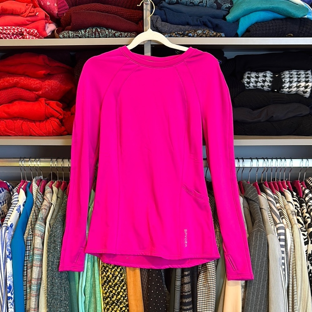 Spyder hot pink long sleeve athletic top size S